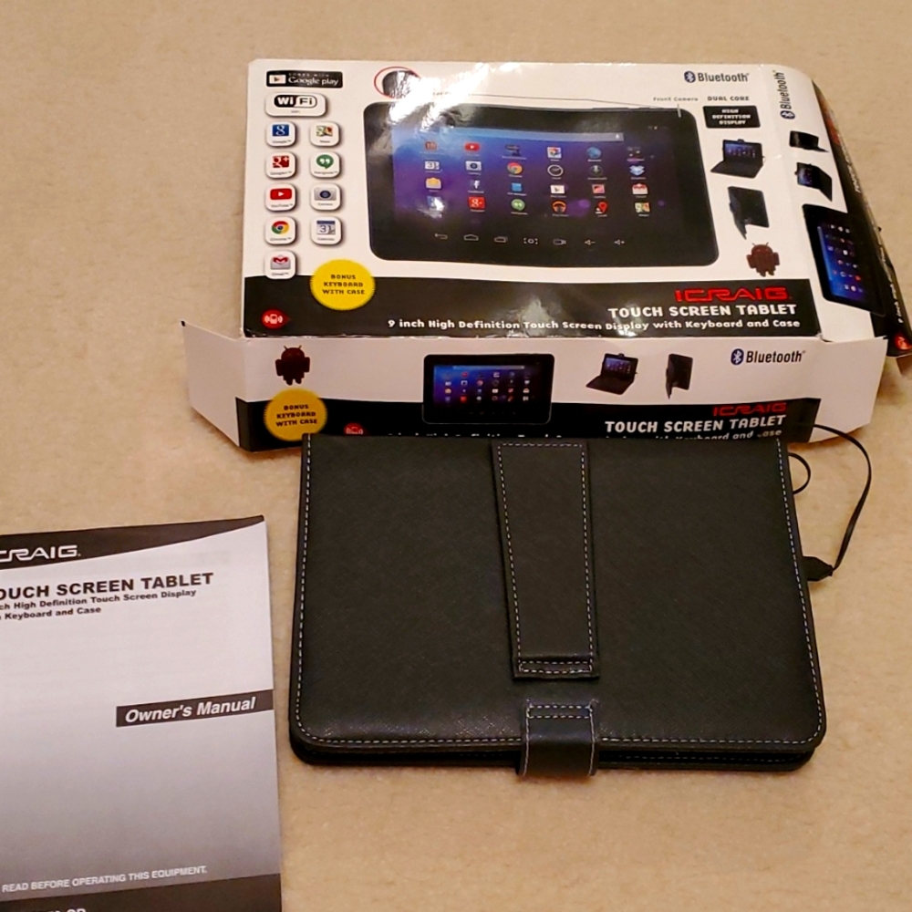 9" Touch Screen Bluetooth Tablet with Keyboard & Case & Original Box/Docs